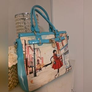 Stylish Teal and Cream Women's Handbag